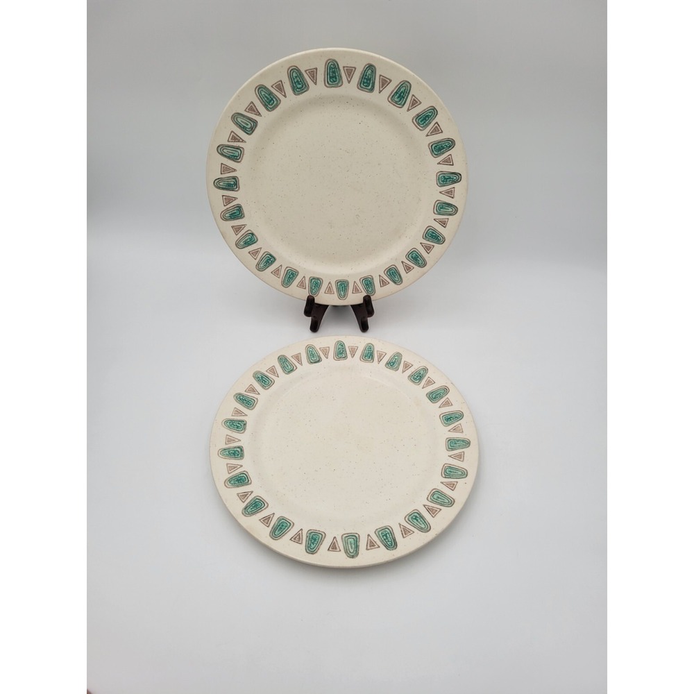 Set of 2 Metlox Poppytrail Navajo California Dinner Plates MCM‎ Blue Green AS-IS